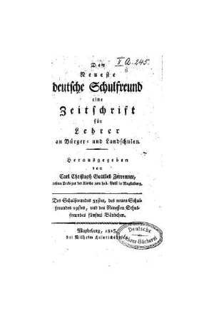 5: Der neueste deutsche Schulfreund - 1815