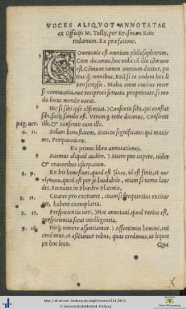 Voces Aliquot Annotatae ex Officijs Marci Tullij per Erasmum Roterodamum