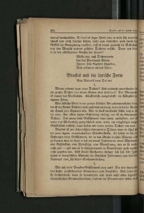 Brockes und die lyrische Form