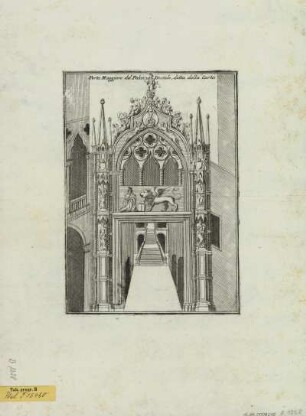 Ansicht der Porta della Carta im Dogenpalast in Venedig, Kupferstich, um 1700