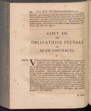 Caput XXi. De Obligatione Feudali Ex Quasi Contractu
