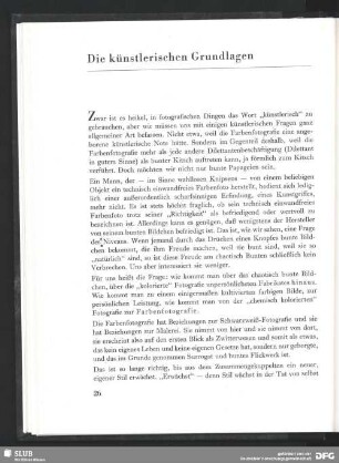 Die künstlerischen Grundlagen