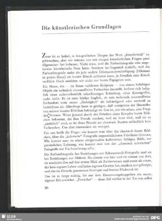 Die künstlerischen Grundlagen