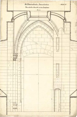 Schmidt, Heinrich von; Kaiserslautern; Marienkirche - Turmhalle, Langhaus (Ansicht m. Schnitt)