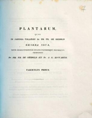 Plantarum, quas in Japonia collegit Doctorus Ph. Fr. de Siebold genera nova. 1