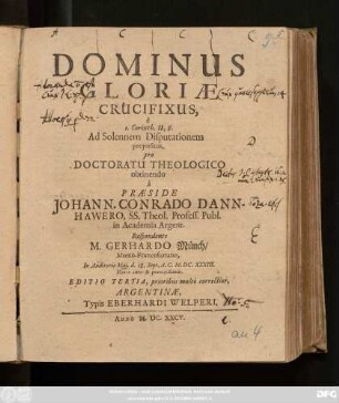 Dominus Gloriae Crucifixus : e I. Corinth. II,8