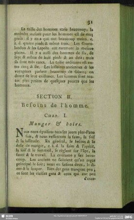 Section II. Besoins de l´homme