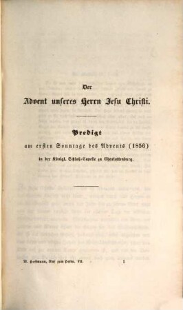 Ruf zum Herrn : Zeugnisse aus dem Amte in einer fortlaufenden Reihe von Predigten, 7