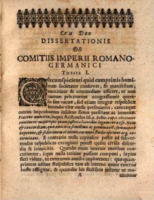 Dissertatio De Comitiis Imperii Romano-Germanici