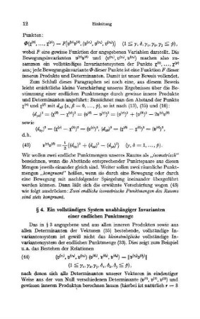§ 4. Ein vollständiges System unabhängiger Invarianten einer endlichen Punktmenge