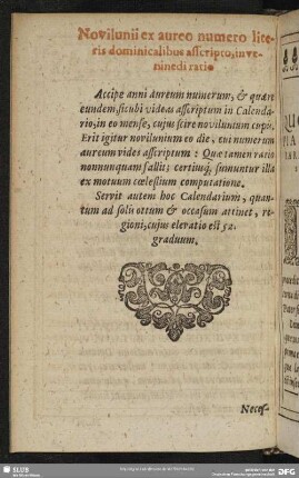 Novilunii ex aureo numero literis dominicalibus asscripto, inveninedi ratio