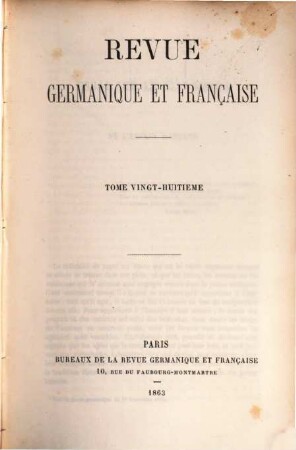 Revue germanique et française. 28. 1863