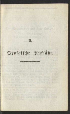 II. Prosaische Aufsätze