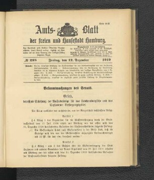 No.298, Freitag, den 12. Dezember 1919