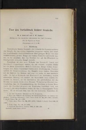 Über den Partialdruck binärer Gemische.