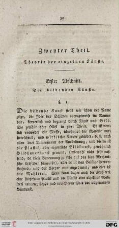 Zwenter Theil. Theorie der einzelnen Künste