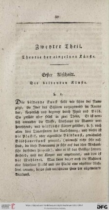 Zwenter Theil. Theorie der einzelnen Künste