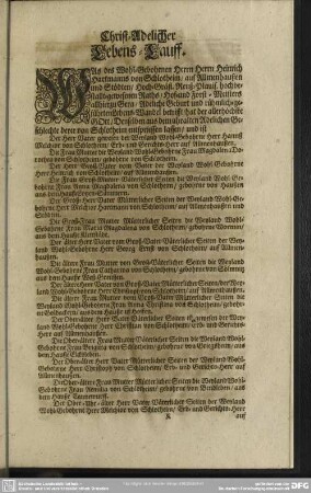 Lebenslauf : Christ-Adelicher Lebens-Lauff