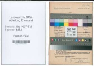 Entnazifizierung Paul Puetter , geb. 30.01.1891 (Postinspektor)