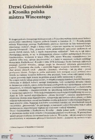 Drzwi Gnieźnieńskie a Kronika polska mistrza Wincentego