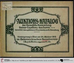 Auktions-Katalog über elf hervorragende Gemälde alter Meister : öffentliche Versteigerung: Donnerstag, den 24. Oktober 1912