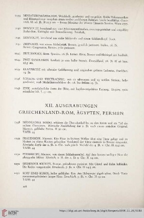 XII. Ausgrabungen Griechenland-Rom, Ägypten, Persien