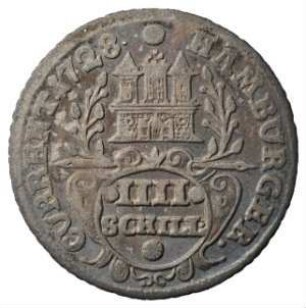 Fundmünze, 4 Schilling (Klippe), 1728