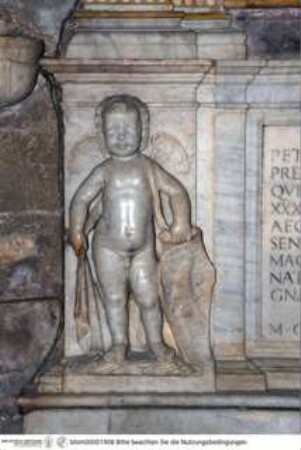 Grabmal des Pietro Cesi (1422-1477), Putti und Inschrift