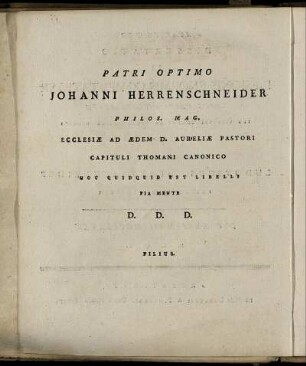 Patri Optimo Johanni Herrenschneider [...]