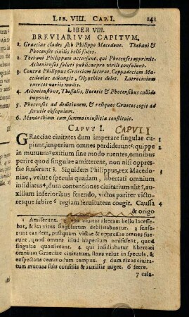141-152, Liber VIII. Breviarivm Capitvm