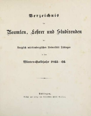 Verzeichnis der Studierenden der Universität Tübingen