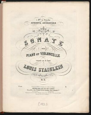 Sonate pour piano et violoncelle : op. 8