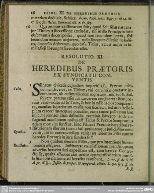 Resolutio. XI. De Heredibus Praetoris Ex Syndicatu Conventis