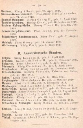 B. Ausserdeutsche Staaten.