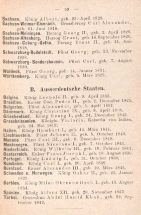 B. Ausserdeutsche Staaten.