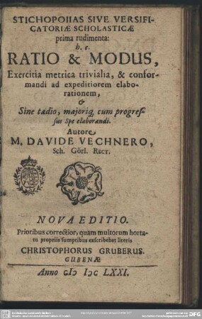 Stichopoiias sive versificatoriae scholasticae prima rudimenta