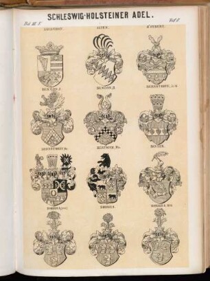Taf. 8. Abercron. - Alten. - d'Aubert. - Benzon I. - Benzon II. - Bernstorff, St. W. - Bernstorff, Gr. - Bertouch, Fhr. - Binzer. - Borries (and.). - Borries. - Borries, 1816