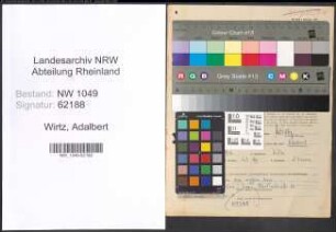Entnazifizierung Adalbert Wirtz , geb. 28.10.1916 (Lehrer)