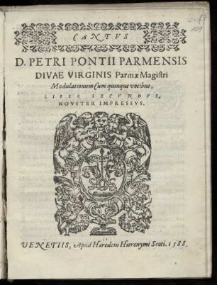 Pietro Pontio: Modulationum cum quinque vocibus, Liber secundus. Cantus