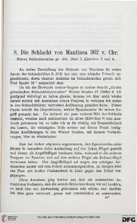 8: Die Schlacht von Mantinea 362 v. Chr. Hierzu Schlachtenatlas gr. Abt. Blatt 5 Kärtchen 7 und 8