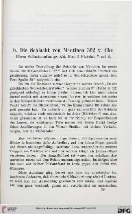 8: Die Schlacht von Mantinea 362 v. Chr. Hierzu Schlachtenatlas gr. Abt. Blatt 5 Kärtchen 7 und 8