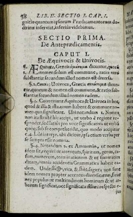Sectio Prima. De Anteprædicamentis.