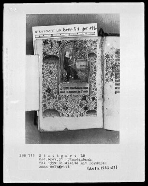 Lateinisch-französisches Stundenbuch — Heilige Anna Selbdritt, Folio 199verso