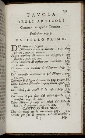 Tavola Degli Articoli.