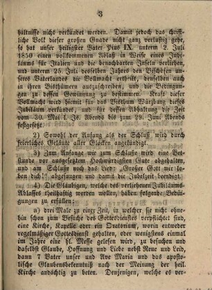 Ablaß-Andacht für das gegenwärtige Jubiläum, welches, von Sr. Päbstlichen Heiligkeit Pius VIIII. der ganzen katholischen Christenheit verliehen, vom 30. Mai bis 29. Juni in der Diözese Würzburg abgehalten wird