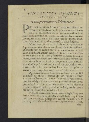 Liber secundus: Antiprooemium ad Scholarchas.