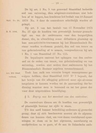 § 3. Begrip van het mandaat van den controleur