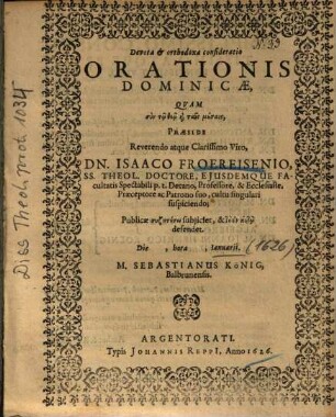 Devota et orthodoxa consideratio Orationis Dominicae