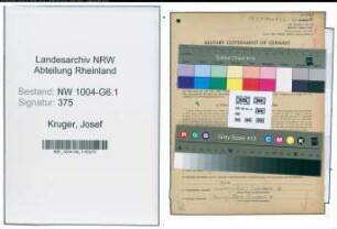 Entnazifizierung Josef Kruger , geb. 13.01.1892 (Vorarbeiter)