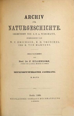 Archiv für Naturgeschichte : Zeitschrift für systematische Zoologie. 59, 2. 1893